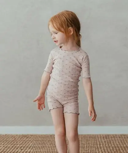 AVAUMA Bebek Erkek Kız Pijama Takımı 6 Ay-7 Yaş Çocuk Sevimli Yürümeye Başlayan Rahat Çiçek Desenli Pijama Pamuklu Ev Giyim Fırfırlı Büzgülü - 4