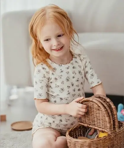 AVAUMA Bebek Erkek Kız Pijama Takımı 6 Ay-7 Yaş Çocuklar Sevimli Küçük Çocuk Vücuda Oturan Çiçek Desenli Pjs Pamuklu Pijama Fırfırlı Büzgülü - 5