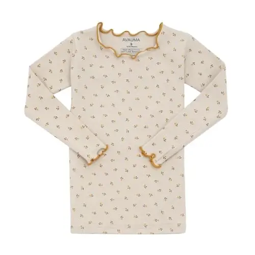 AVAUMA Baby Boy Girl Pajama Set 6M-7T Kids Cute Toddler Snug fit Flower Pattern Design Pjs Cotton Sleepwear Ruffled Shirring - 2