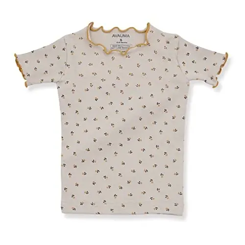 AVAUMA Baby Boy Girl Pajama Set 6M-7T Kids Cute Toddler Snug fit Flower Pattern Design Pjs Cotton Sleepwear Ruffled Shirring - MODAZONE (1)