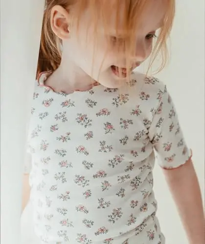 AVAUMA Baby Boy Girl Pajama Set 6M-7T Kids Cute Toddler Snug fit Flower Pattern Design Pjs Cotton Sleepwear Ruffled Shirring - 4