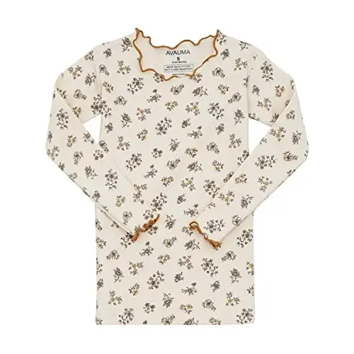 AVAUMA Baby Boy Girl Pajama Set 6M-7T Kids Cute Toddler Snug fit Flower Pattern Design Pjs Cotton Sleepwear Ruffled Shirring - MODAZONE (1)