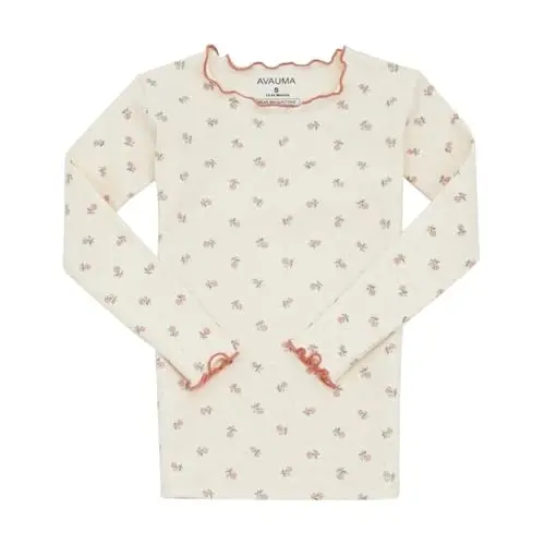 AVAUMA Baby Boy Girl Pajama Set 6M-7T Kids Cute Toddler Snug fit Flower Pattern Design Pjs Cotton Sleepwear Ruffled Shirring - 2