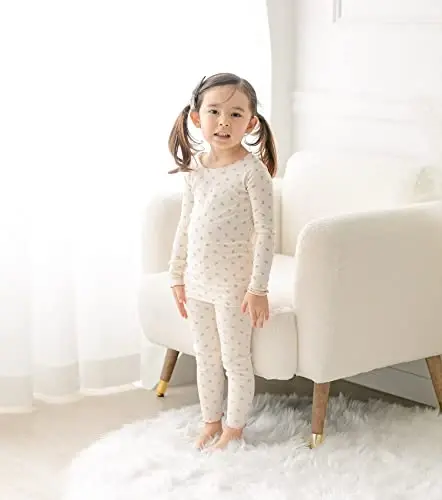AVAUMA Baby Boy Girl Pajama Set 6M-7T Kids Cute Toddler Snug fit Flower Pattern Design Pjs Cotton Sleepwear Ruffled Shirring - 4