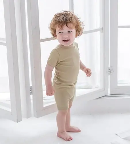 AVAUMA Bebek Kısa Pijama Takımı Bebek Erkek Kız Çocuklar Dar Kesim Nervürlü Pijama Günlük Yaşam Tarzı için - AVAUMA (1)