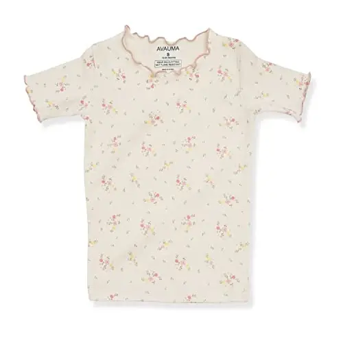 AVAUMA Baby Boy Girl Pajama Set 6M-7T Kids Cute Toddler Snug fit Flower Pattern Design Pjs Cotton Sleepwear Ruffled Shirring - 4