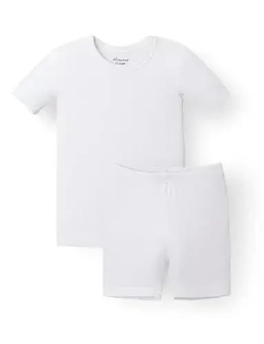 AVAUMA Комплект детской пижамы Toddler, короткий, для мальчиков и девочек, облегающая ребристая одежда для сна, пижама для повседневной жизни - 1