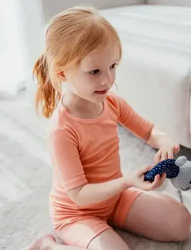 AVAUMA Комплект пижамы для малышей; короткие пижамы для мальчиков и девочек; облегающая ребристая одежда для сна; пижама для повседневной жизни - 4