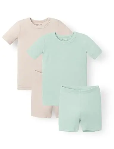 AVAUMA Toddler Short Pajamas Set Baby Boys Girls Kids Snug fit Ribbed Sleepwear pjs for Daily Life Style 