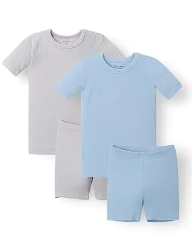 AVAUMA Küçük Çocuk Kısa Pijama Takımı Bebek Erkek Kız Çocuklar Vücuda Oturan Fitilli Uyku Giyim Günlük Yaşam Tarzı için pjs - 1
