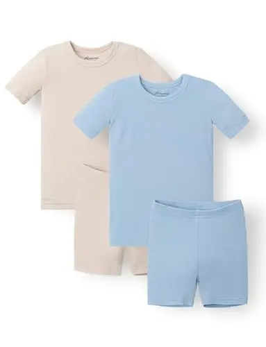 AVAUMA Toddler Short Pajamas Set Baby Boys Girls Kids Snug fit Ribbed Sleepwear pjs for Daily Life Style 