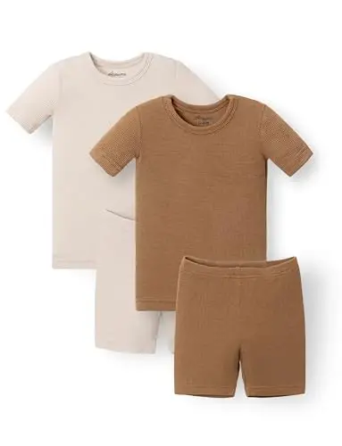 AVAUMA Toddler Short Pajamas Set Baby Boys Girls Kids Snug fit Ribbed Sleepwear pjs for Daily Life Style 