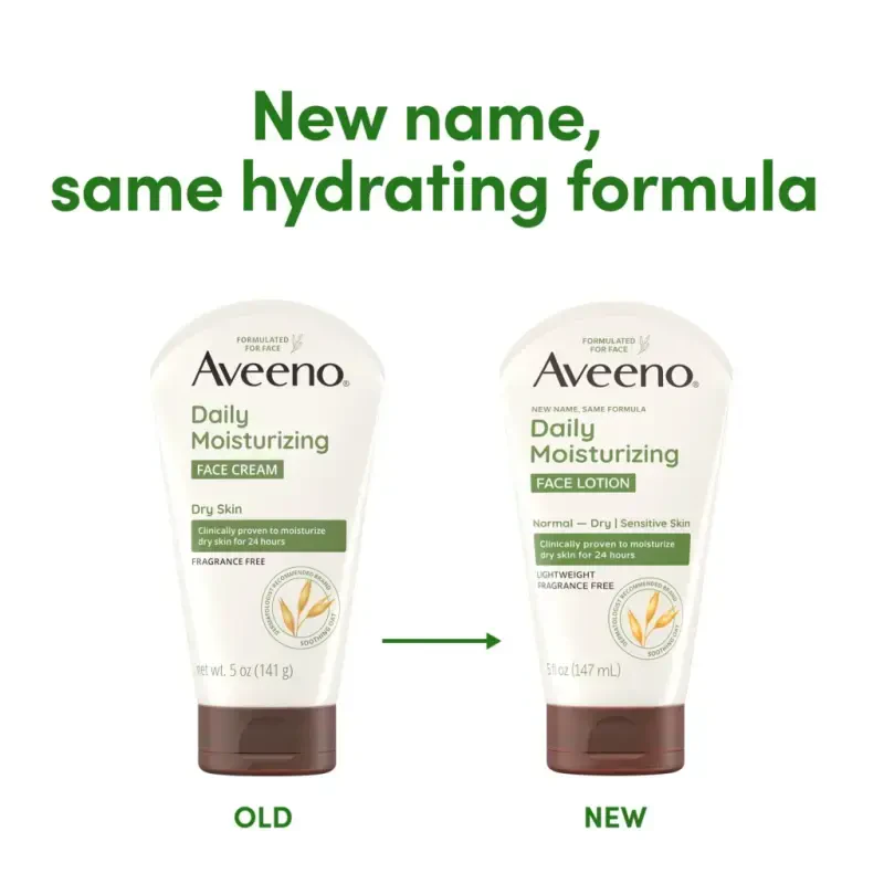 Aveeno Daily Moisturizing Face Cream for Dry Skin, Prebiotic Oat, 5 oz - 8