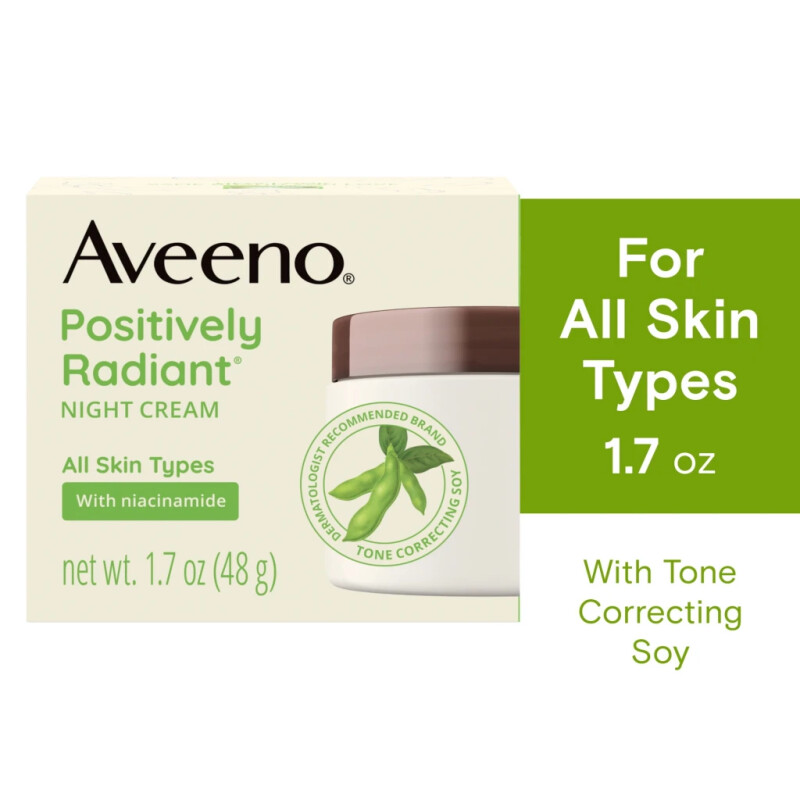 Aveeno Positively Radiant Moisturizing Face & Neck Night Cream, 1.7 oz - AVEENO