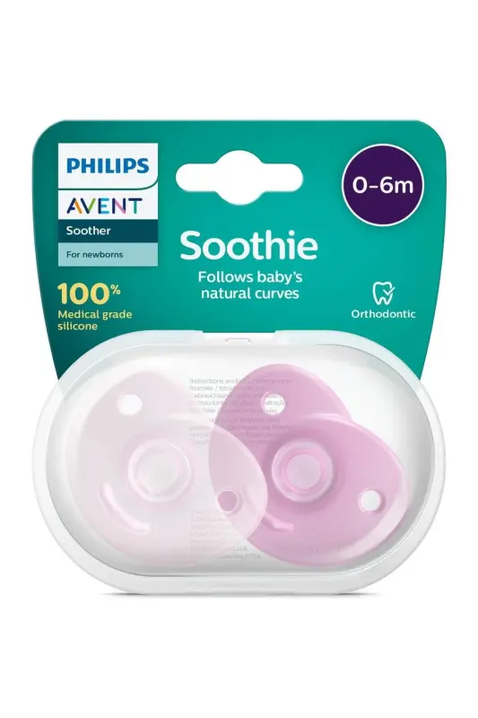 Avent Scf099/22 Soothie Соска, (0-6 месяцев), 2 штуки, Розовая - 1