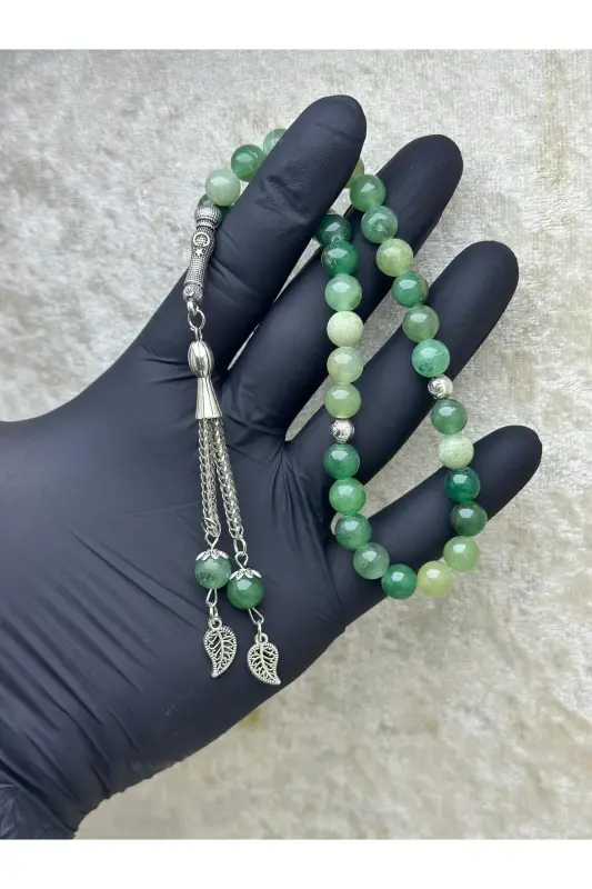 Aventurine Stone Rosary 33 Beads Daily Use-White - 1