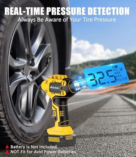 AVID POWER Cordless Tire Inflator (Battery Not Included), Compatible with DeWalt 20V Max Batteries of DCB Series, Not for Avid Power Batteries, Portable Air Compressor, Air Pump for Car, bike, ball - 3