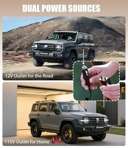 AVID POWER Ko'chma Shina Kompressori, 110V AC/12V DC | 5 Rejimli Tez Shishiruvchi Nasos, Raqamli LCD, Avto, Velosiped va Havo Matraslari uchun Shishirish va Chiqarish - 5