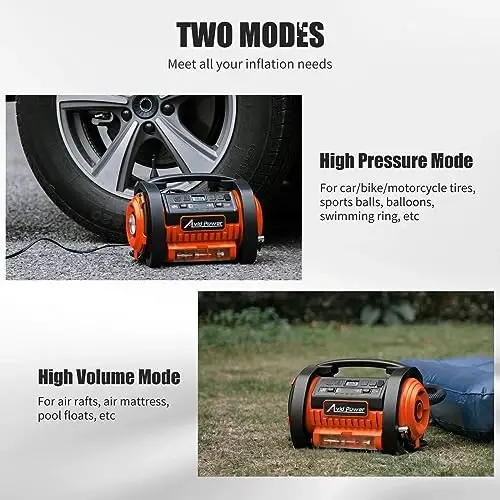 AVID POWER Portable Tire Inflator Air Compressor, 110V AC/12V DC Air Pump | Dual Motors & Digital LCD Gauge, Auto Shut-Off, Inflation & Deflation for Tires, Air Mattress & Small Inflatables - 4