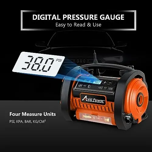 AVID POWER Portable Tire Inflator Air Compressor, 110V AC/12V DC Air Pump | Dual Motors & Digital LCD Gauge, Auto Shut-Off, Inflation & Deflation for Tires, Air Mattress & Small Inflatables - 5