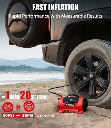 AVID POWER Portable Tire Inflator Air Compressor, 110V AC/12V DC Dual Power | Fast-Inflating Air Pump with 5 Preset Modes, Digital LCD Gauge, Inflation & Deflation for Car, Bike Tires & Air Mattresses - AVID POWER (1)