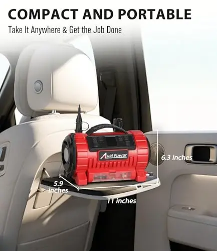 AVID POWER Portable Tire Inflator Air Compressor, 110V AC/12V DC Tire Pump | 5 Preset Modes & Digital LCD Gauge, Auto Shut-Off, Inflation & Deflation for Car Tires, Air Mattress & Small Inflatables - 3