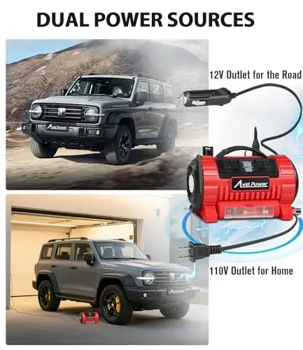 AVID POWER Portable Tire Inflator Air Compressor, 110V AC/12V DC Tire Pump | 5 Preset Modes & Digital LCD Gauge, Auto Shut-Off, Inflation & Deflation for Car Tires, Air Mattress & Small Inflatables - 5