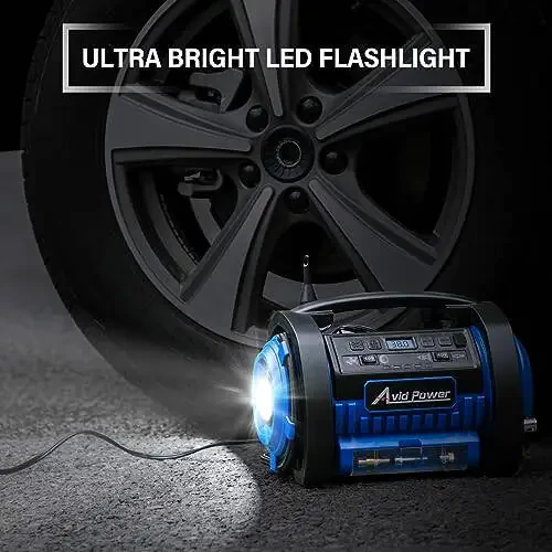 AVID POWER Shinalar uchun Portativ Havo Kompressori, 12V DC / 120V AC Avtomobil Shinasi Nasosi, Shishirish va Bo'shatish Rejimli Havo Matras Nasosi, Ikkita Kuchli Motorlar, Raqamli Bosim O'lchagich 2-ko'k - 6