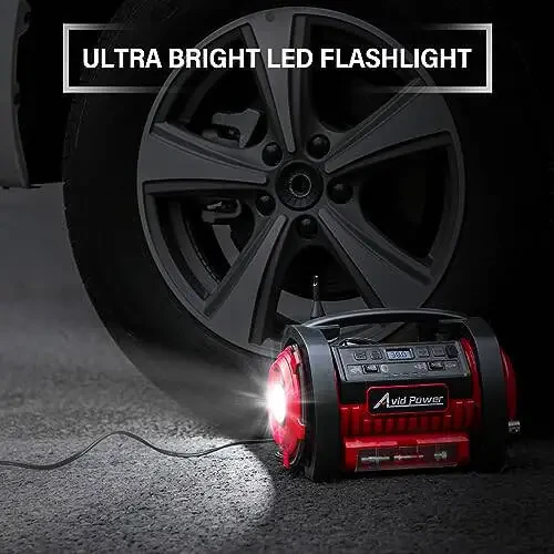 AVID POWER Shinalar uchun portativ kompressor, 12V DC / 120V AC avtomobil shinalari pompasi, shishirish va tushirish rejimli havo matras pompasi, ikkita kuchli motor, raqamli bosim o'lchagich. - 6