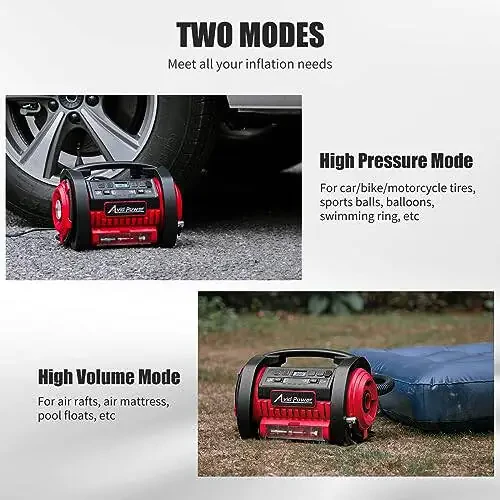 AVID POWER Tire Inflator Portable Air Compressor, 12V DC / 120V AC Car Tire Pump, Air Mattress Pump with Inflation and Deflation Modes, Dual Powerful Motors, Digital Pressure Gauge - 3