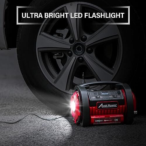 AVID POWER Tire Inflator Portable Air Compressor, 12V DC / 120V AC Car Tire Pump, Air Mattress Pump with Inflation and Deflation Modes, Dual Powerful Motors, Digital Pressure Gauge - 6