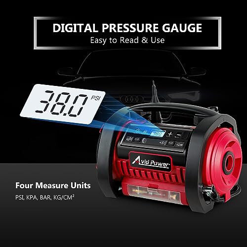 AVID POWER Tire Inflator Portable Air Compressor, 12V DC / 120V AC Car Tire Pump, Air Mattress Pump with Inflation and Deflation Modes, Dual Powerful Motors, Digital Pressure Gauge - 11