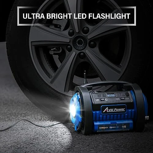 AVID POWER Tire Inflator Portable Air Compressor, 12V DC / 120V AC Car Tire Pump, Air Mattress Pump with Inflation and Deflation Modes, Dual Powerful Motors, Digital Pressure Gauge 2-blue - 6