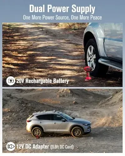 AVID POWER Tire Inflator Portable Air Compressor, 20V Cordless Car Tire Pump, Rechargeable Battery Powered Air Compressor w/12V DC Adapter, Digital Pressure Gauge - 4