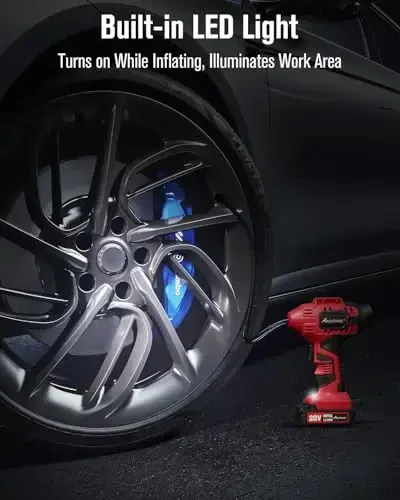 AVID POWER Tire Inflator Portable Air Compressor, 20V Cordless Car Tire Pump, Rechargeable Battery Powered Air Compressor w/12V DC Adapter, Digital Pressure Gauge - 5