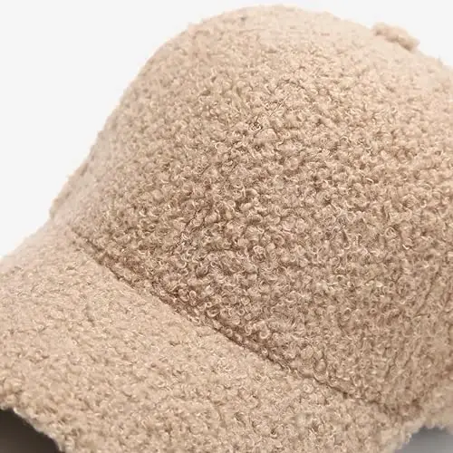 Avilego Winter Baseball Cap for Women Lamb Wool Solid Color Warm Baseball Cap for Outdoor Travel - 11