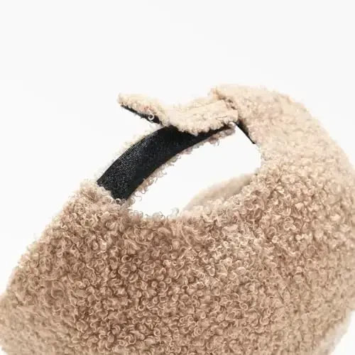 Avilego Winter Baseball Cap for Women Lamb Wool Solid Color Warm Baseball Cap for Outdoor Travel - 3