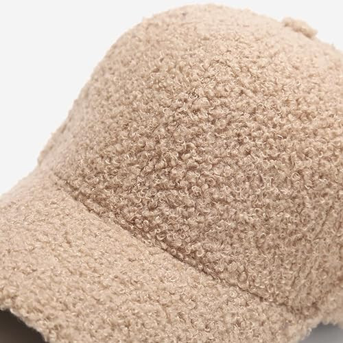 Avilego Winter Baseball Cap for Women Lamb Wool Solid Color Warm Baseball Cap for Outdoor Travel - 5