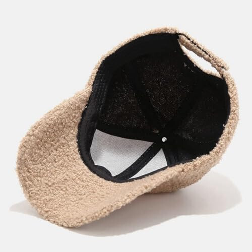 Avilego Winter Baseball Cap for Women Lamb Wool Solid Color Warm Baseball Cap for Outdoor Travel - 6