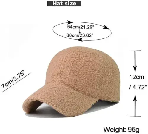 Avilego Winter Baseball Cap for Women Lamb Wool Solid Color Warm Baseball Cap for Outdoor Travel - 1