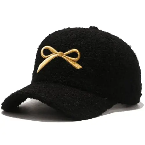 Avilego Winter Baseball Cap for Women Lamb Wool Solid Color Warm Baseball Cap for Outdoor Travel - 1