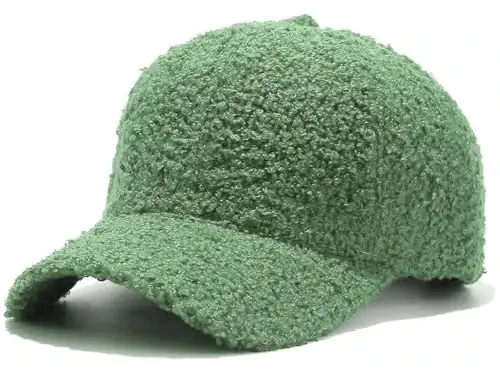 Avilego Winter Baseball Cap for Women Lamb Wool Solid Color Warm Baseball Cap for Outdoor Travel - 1