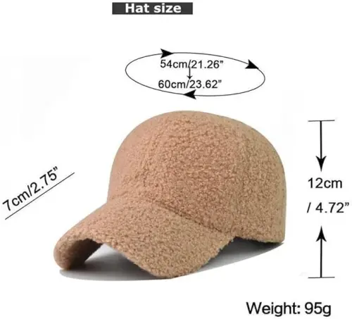 Avilego Winter Baseball Cap for Women Lamb Wool Solid Color Warm Baseball Cap for Outdoor Travel - 2