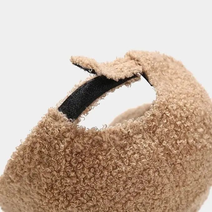 Avilego Winter Baseball Cap for Women Lamb Wool Solid Color Warm Baseball Cap for Outdoor Travel - 3
