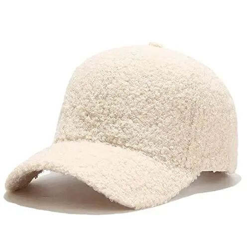Avilego Winter Baseball Cap for Women Lamb Wool Solid Color Warm Baseball Cap for Outdoor Travel - Avilego