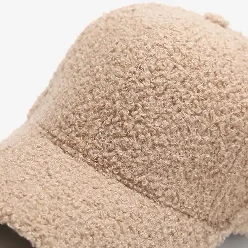 Avilego Winter Baseball Cap for Women Lamb Wool Solid Color Warm Baseball Cap for Outdoor Travel - 4