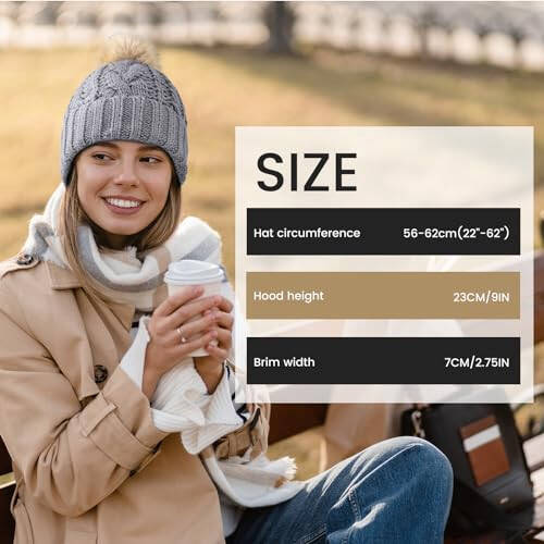 Avisky Womens Winter Knitted Beanie Hat with Faux Fur Winter Hats for Women Fur Pom Warm Knit Skull Cap - 3