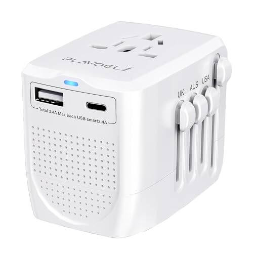 Avrupa Seyahat Adaptörü - Plavogue 220v 110v Güç Dönüştürücü 880W / 3.4A USB & USB-C Bağlantılı Şarj, 2000W Avrupa Seyahat Fişi Adaptörü, 200'den Fazla Ülke İçin Evrensel Seyahat Adaptörü - 1