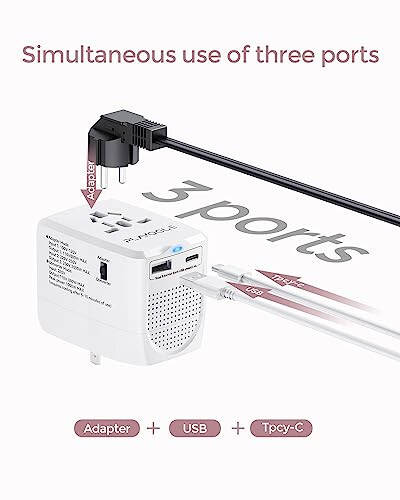 Avrupa Seyahat Adaptörü - Plavogue 220v 110v Güç Dönüştürücü 880W / 3.4A USB & USB-C Bağlantılı Şarj, 2000W Avrupa Seyahat Fişi Adaptörü, 200'den Fazla Ülke İçin Evrensel Seyahat Adaptörü - 5