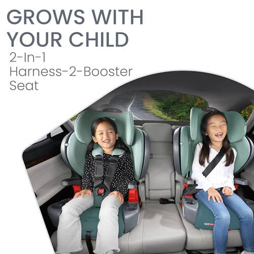 Автокресло Britax Grow with You ClickTight Plus с ремнями безопасности и бустером, 2-в-1 бустер с высокой спинкой, чехол SafeWash, зеленый омбре & One4Life ClickTight универсальное автокресло, черный Эклипс - 3